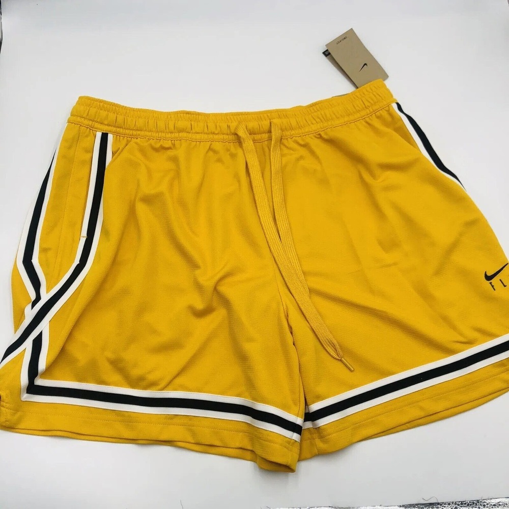 Nike Fly Crossover Basketball Shorts Womens XL Yellow Gold Dri-FIT Loose Fit NEW